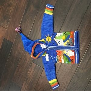 Full Zip Applique Sweater Hoodie Jacket Peru SZ 2